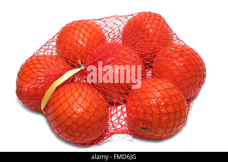 Oranges in packing on a white background Stock Photo