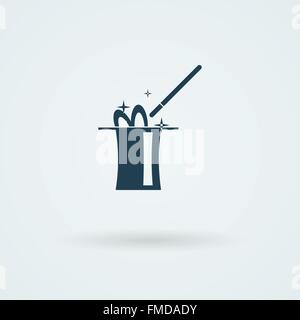 Magician hat simple icon. Rabbit ears. Stock Vector