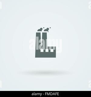Vector factory icon. Smoking pipes. Stock Vector