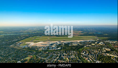 Aerial view, Düsseldorf Airport, international airport, behind the runway, Düsseldorf, Rhineland, North Rhine-Westphalia Stock Photo