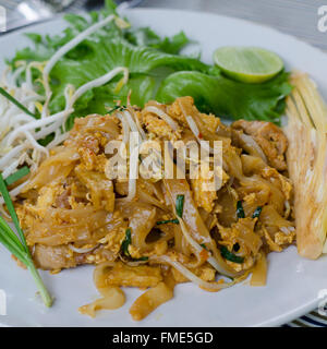 Thai food Pad thai , Stir fry noodles with pork Stock Photo