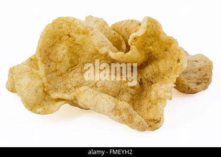 Prawn crackers isolated on white background and clipping path Stock Photo