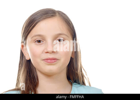portrait of smiling preteen girl isolated on white Stock Photo - Alamy