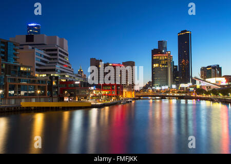 South Wharf skyline at dawn, Melbourne, Victoria, Australia Stock Photo