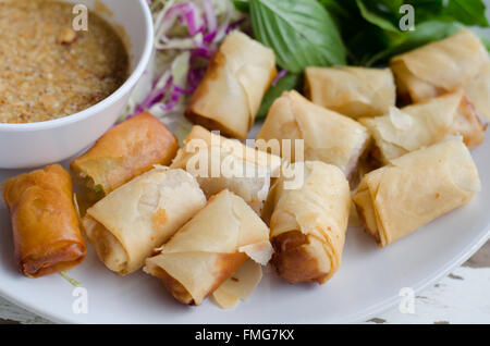 Fried Chinese Traditional Spring rolls food Stock Photo