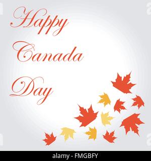 Happy Canada Day card with maple leaves Stock Vector