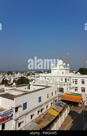 Aerial view of the white city of Anandpur Sahib in Punjab, North India. Stock Photo