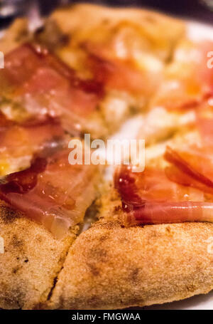 Pizza ham and cheese in Naples at restaurant Stock Photo