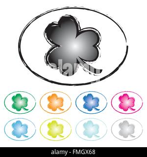 Set of colorful clover grunge stamp style, design for irish St Patricks Day, vector illustration, Set 1 Stock Vector