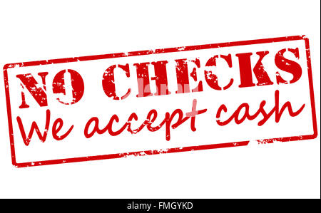 Rubber stamp with text no checks we accept cash inside, vector illustration Stock Photo