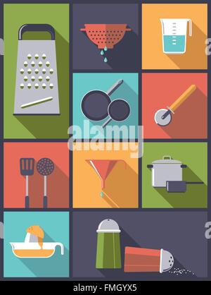 Flat design illustration with cooking utensils Stock Vector