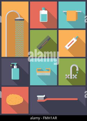 Flat design illustration with various body care icons Stock Vector