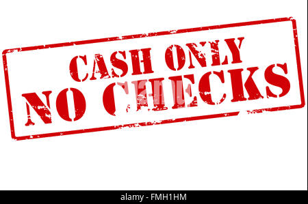 Rubber stamp with text cash only no checks inside, vector illustration Stock Photo