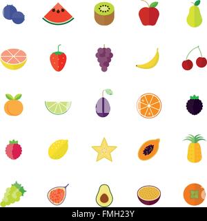 Fruit icon set flat design vector illustration, isolated, vector ...