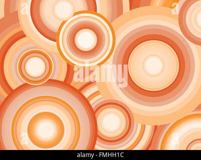 Abstract background with orange shaded concentric circles Stock Vector