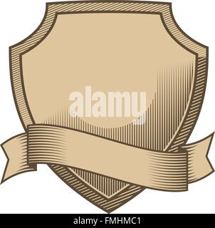 Shield Ribbon Scroll Scroll Banner Woodcut Vintage Style Ribbon Stock Vector Image & Art - Alamy
