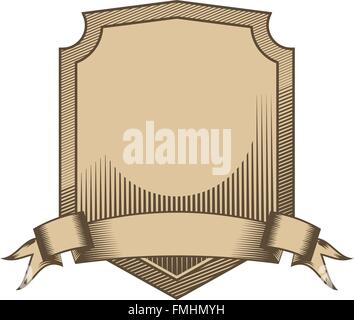 Shield Ribbon Scroll Scroll Banner Woodcut Vintage Style Ribbon Stock Vector Image & Art - Alamy
