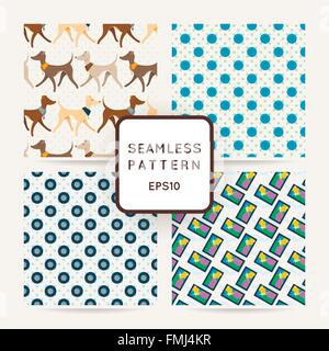 Set of four colorful seamless pattern. Stock Vector
