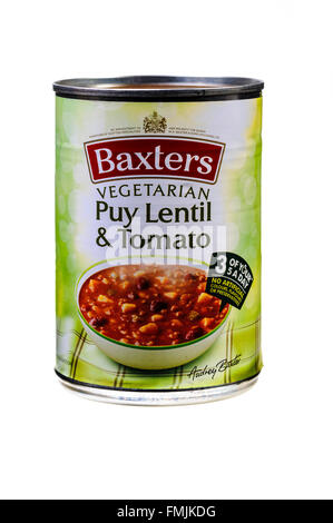 Can of Baxters Puy Lentil and Tomato soup. Stock Photo