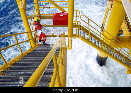offshore worker on the platform rig Stock Photo