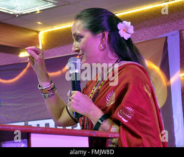 Bikaner, India. 12th Mar, 2016. Theater artist Sanjana Kapoor at the inauguration of three-day National Theater Festival in Bikaner, India. © Dinesh Gupta/Pacific Press/Alamy Live News Stock Photo