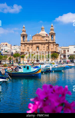 Msida Church and Marina ,Malta Stock Photo