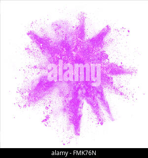 Explosion of purple powder on white background Stock Photo