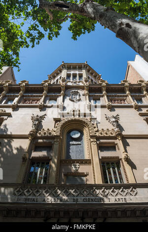 Royal Academy of Sciences and Arts at La Rambla street in Barcelona, Spain Stock Photo