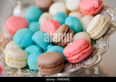 A lot of different type of macarons in natural light Stock Photo