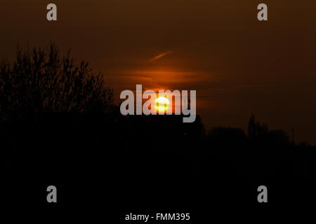 London, UK. 12th March, 2016. UK Weather: Warm orange sunset over North London Credit:  Dinendra Haria/Alamy Live News Stock Photo