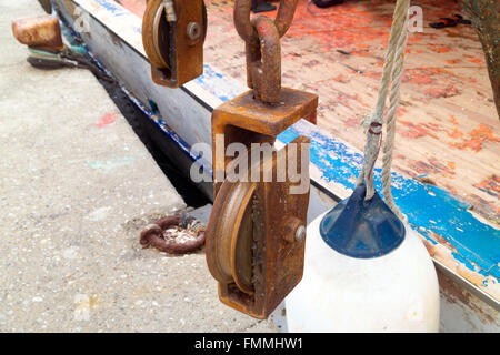Detail of a fishing boat at the harbor Stock Photo