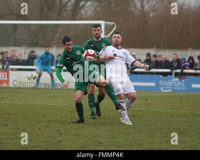 Nantwich, Cheshire. UK. 12th March, 2016. Nantwich Town lost 4-2 at home to FC Halifax Town in front of a crowd of 2078 in the FA Trophy Semi-Final 1st leg. Credit:  Simon Newbury/Alamy Live News Stock Photo