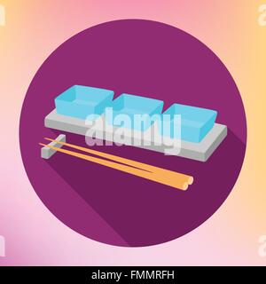 soy sauce gravy boat chopsticks Stock Vector