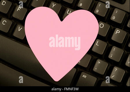 Valentine Posted on Keyboard Stock Photo