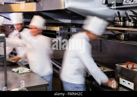 Team of chefs preparing food in the kitchen Stock Photo