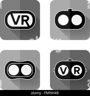 Black and gray virtual reality glasses isolated on a white background ...