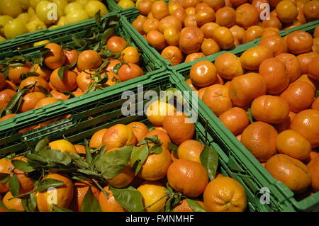 Oranges on display in Carrefour - Malaga Stock Photo