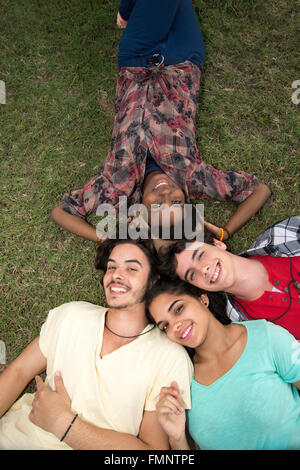 Group of college students having good time in the outdoors Stock Photo