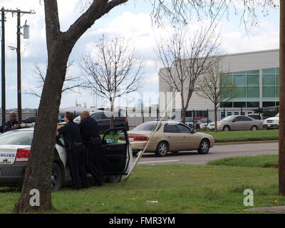 Dallas,USA 12 March 2016. President Obama arrived last night from his keynote address at the SXSW Conference in Austin, Texas. His over night stay in Dallas was followed by a full day of meetings and fund raising for the Democratic National Convention, followed by a round of golf. Air Force One can be seen in the background parked at DalFort Fueling at Love Field. President Obama departed Love Field shortly before 7 this evening on his return trip to Washington. Stock Photo