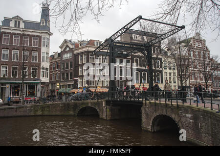 'Half' drawbridge on the street 'Staalstraat' Stock Photo