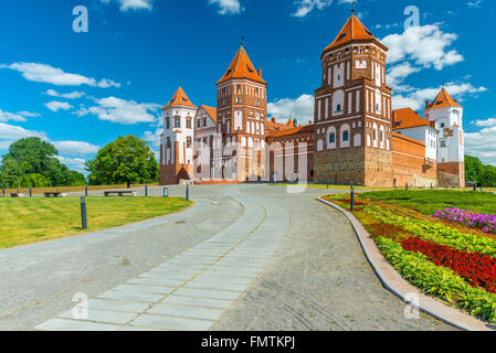 Mir Castle - fortification and residence in the urban village World Korelichi district of the Grodno region. Architectural, decl Stock Photo