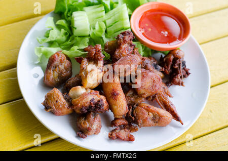 Fried chicken with spicy sauce Stock Photo