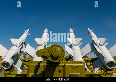 anti-aircraft missile system S-125 aimed at the sky Stock Photo