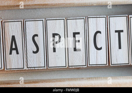 Aspect word written on wood Stock Photo