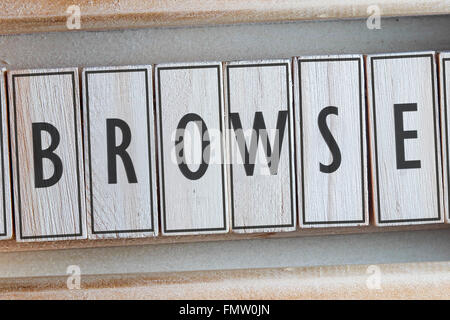 Browse word written on wood Stock Photo
