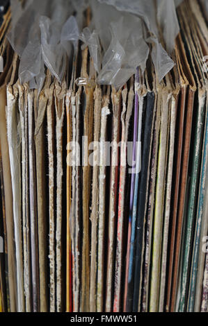 Stack of old vinyl records. Vintage and retro themes Stock Photo