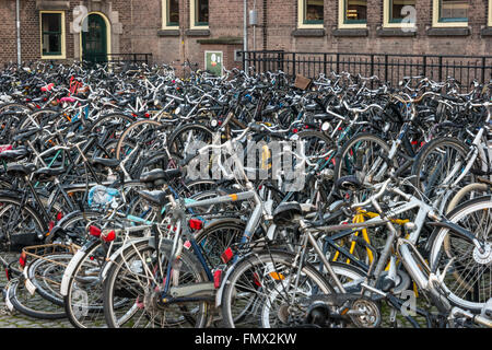 Parking for bicycles. Maastricht is the oldest city of the Netherlands and the capital city of the province of Limburg. Stock Photo