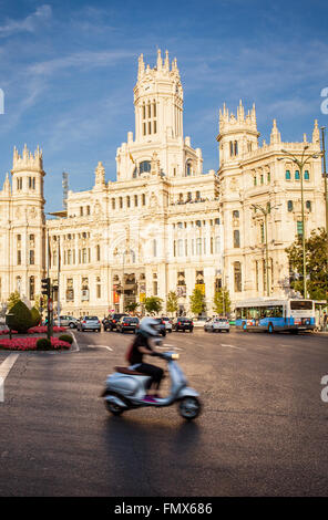 Cibeles palace (1919) built by Antonio Palacios, in Plaza Cibeles. Madrid, Spain Stock Photo