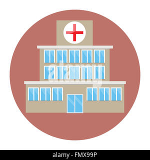 Hospital building icon flat. Hospital and medical icons, hospital building icon, hospital sign, hospital building, architecture Stock Photo