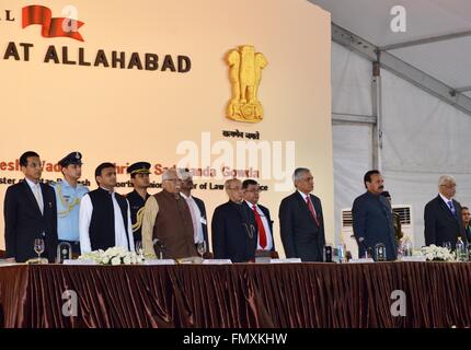 Allahabad, Uttar Pradesh, India. 13th Mar, 2016. Allahabad: President Pranav Mukharjee, Uttar Pradesh Governor Ram naik, Chief justic of India Teerath Singh Thakur, Minister of Law Sadanand Gowda and Uttar Pradesh Chief minister Akhilesh Yadav, Chief Justice of Allahabad Highcourt D. Y. Chandrachurna take part in a programme on the occasion of 150th anniversary celebration of Allahabad Highcourt, in Allahabad on 13-03-2016. photo by prabhat kumar verma © Prabhat Kumar Verma/ZUMA Wire/Alamy Live News Stock Photo